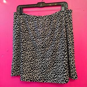 Black Beige Chess Piece Print Stretch Skirt XL